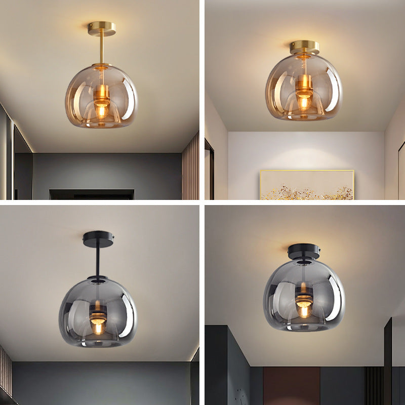 Nordic Light Luxury Round Glass Ball 1-Light Semi-Flush Mount Ceiling Light Lumendat
