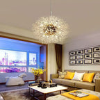 Contemporary Scandinavian Dandelion Metal Crystal 8/9/12/16 Light Chandelier for Bedroom Lumendat