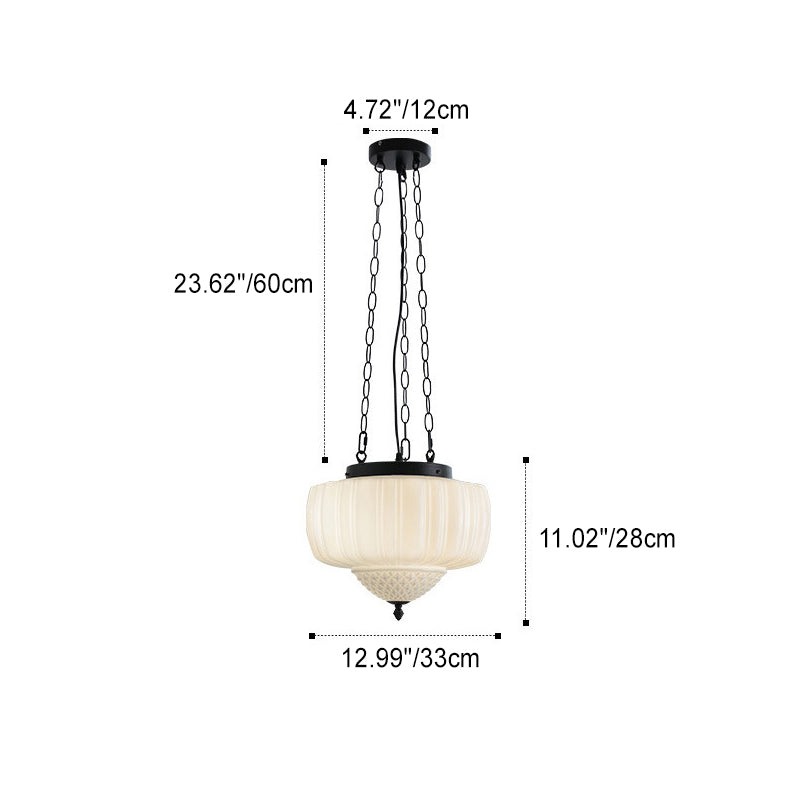 Modern Minimalist Cream Lantern Iron Glass 3-light Pendant Light for Living Room