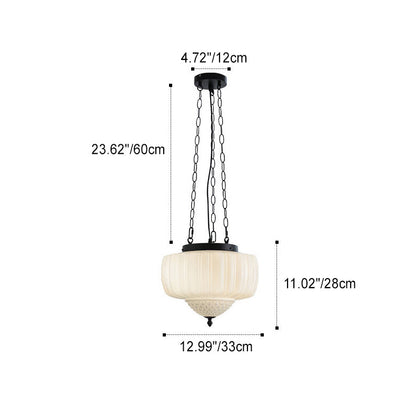 Modern Minimalist Cream Lantern Iron Glass 3-light Pendant Light for Living Room