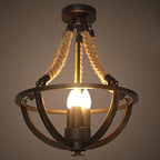 Vintage Industrial Iron Twine 3-light Island Light Chandelier BulbSquare