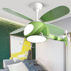Lumendat Contemporary Creative Iron Cartoon Planes LED Downrods Ceiling Fan Light for Bedroom Lumendat