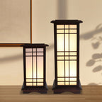 Traditional Chinese Rectangular Parchment Wood 1-Light Standing Floor Lamp For Entertainment Rooms Lumendat
