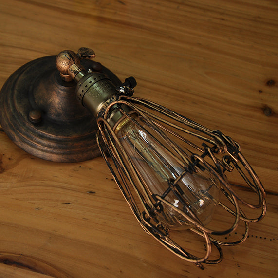 Traditional Vintage Cage Iron 1-Light Wall Sconce Lamp For Living Room Lumendat