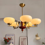 Traditional Vintage Metal Glass Oval Round 3/5 Light Chandeliers for Living Room BulbSquare