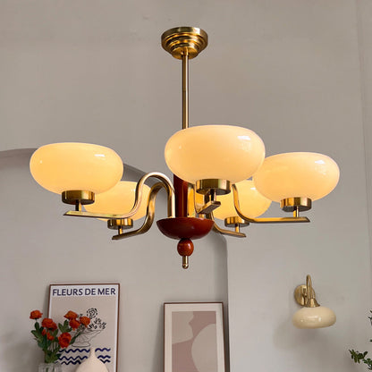 Traditional Vintage Metal Glass Oval Round 3/5 Light Chandeliers for Living Room