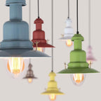 Scandinavian Industrial Iron Lacquered Round 1-light Pendant Light BulbSquare