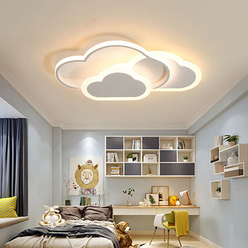 Contemporary Simplicity Cloud Acrylic Shade Metal LED Flush Mount Ceiling Light for Bedroom