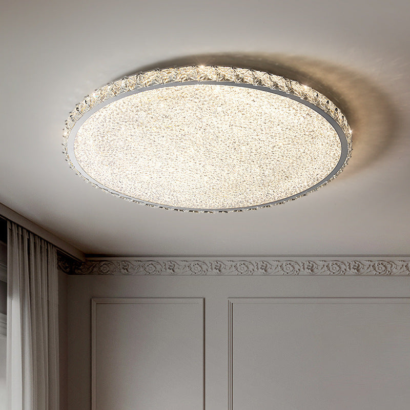 Modern Luxury Stainless Steel Crystal Round Square Rectangular LED Flush Mount Ceiling Light For Living Room Lumendat