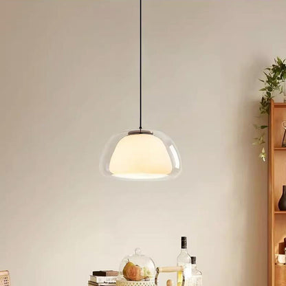 Contemporary Scandinavian Half Round Jelly Iron Glass 1-light Pendant Light for Bedroom