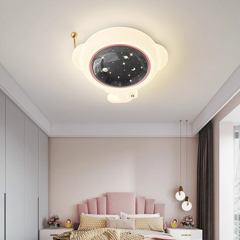 Lumendat Modern Art Deco Kids Iron PE Astronaut Round LED Flush Mount Ceiling Light For Bedroom Lumendat