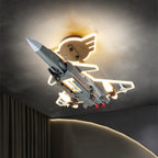 Lumendat Contemporary Creative Hardware Resin Children's Aircraft LED Semi-Flush Mount Ceiling Light For Bedroom Lumendat