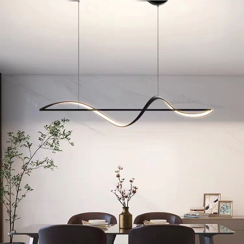 Modern Minimalist Linear Aluminum Silicone LED Island Light Chandelier for Dining Room BulbSquare