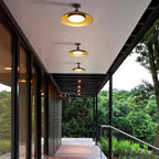 Contemporary Scandinavian Carbonized Steel Round Waterproof 1-light Semi-flush Mount Ceiling Light for Outdoor Patio BulbSquare