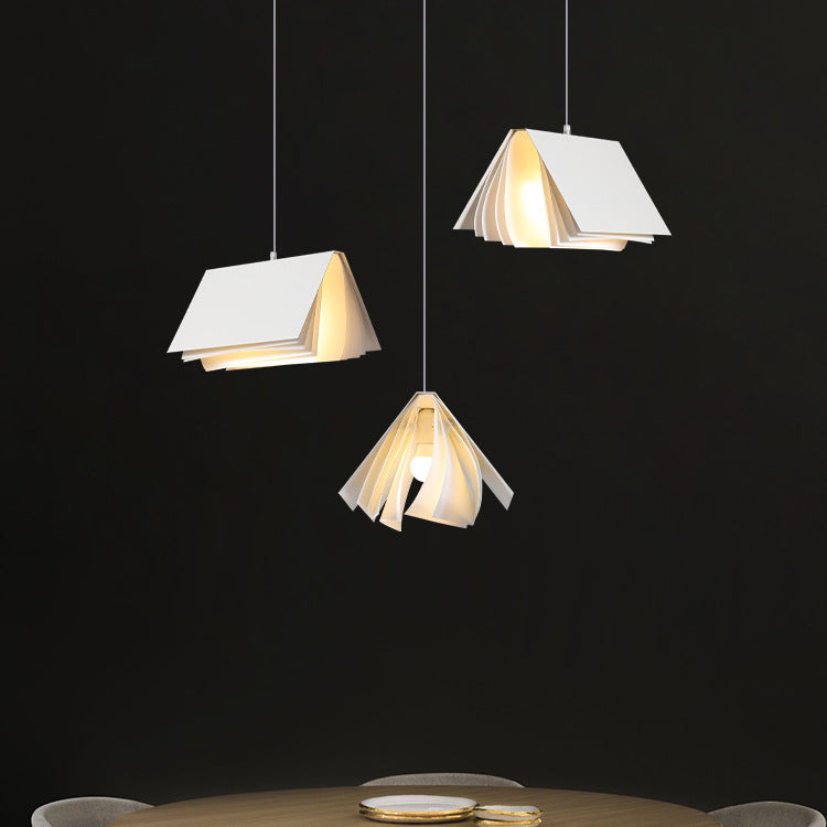 Contemporary Creative Book Shape Iron Pc Fabric 1-light Pendant Light for Living Room