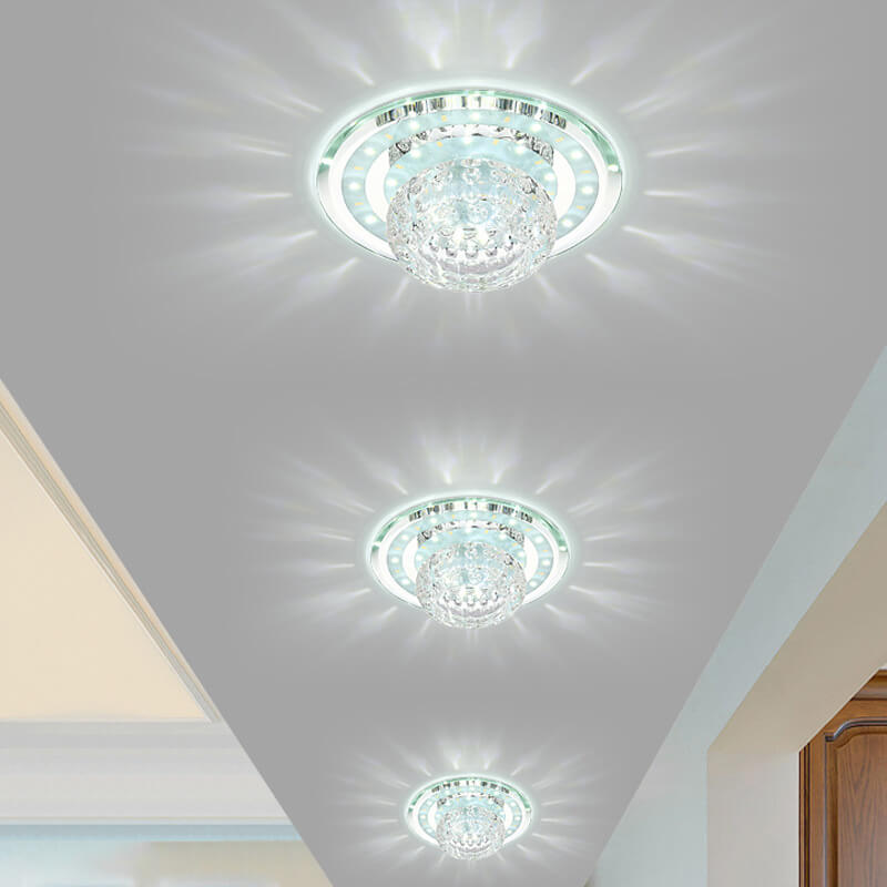 Minimalist Light Luxury Crystal Round Spotlight LED Flush Mount Ceiling Light Lumendat