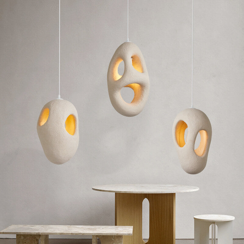 Japanese Wabi-sabi Resin Geometric Circle 1-light Pendant Light BulbSquare
