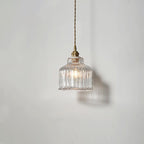 Modern Minimalist Copper Glass Semicircular 1-light Pendant Light for Bedroom