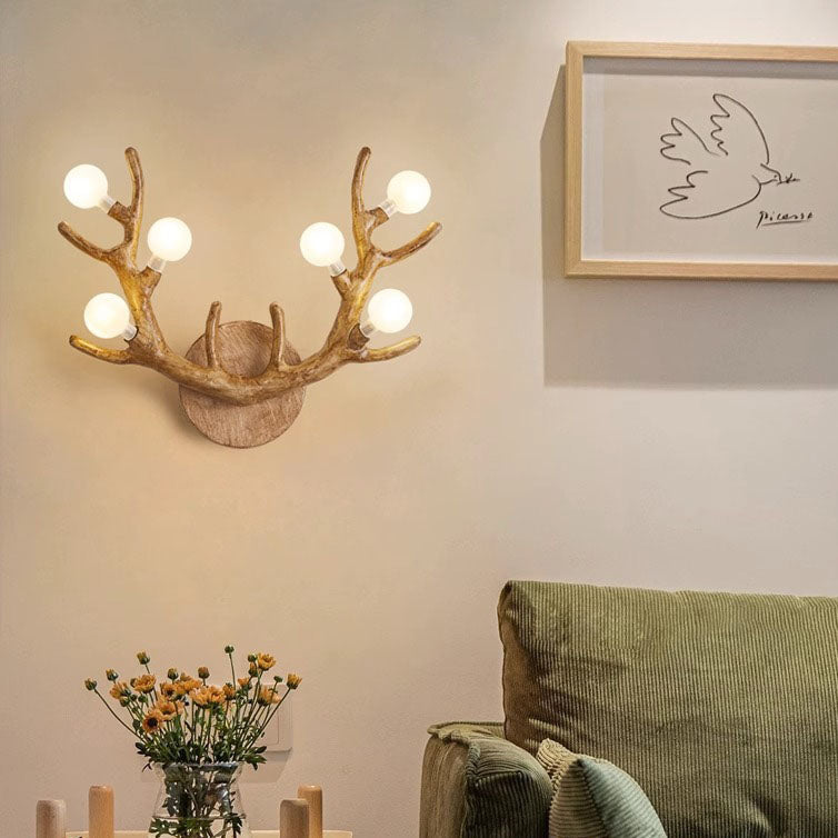 Nordic Creative Resin Antler Tree Branch Glass Ball 6-Light Wall Sconce Lamp Lumendat