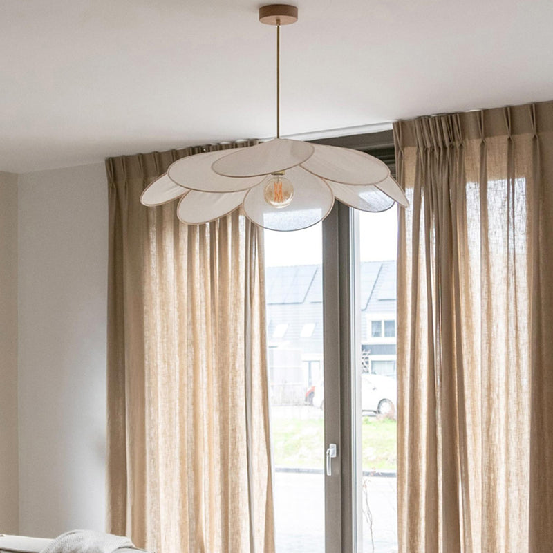 Contemporary Boho Petal Fabric Metal Lampshade 1-Light Pendant Light For Living Room Lumendat