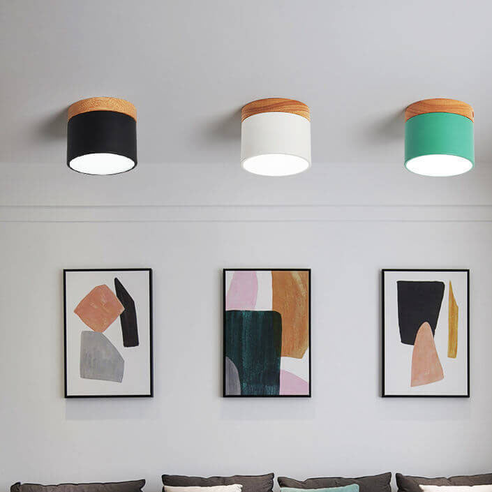 Scandinavian Macaroon Solid Color Log LED Flush Mount Ceiling Light BulbSquare