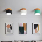 Scandinavian Macaroon Solid Color Log LED Flush Mount Ceiling Light BulbSquare