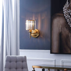 French Light Luxury Crystal Copper Cylinder 1-Light Wall Sconce Lamp Lumendat