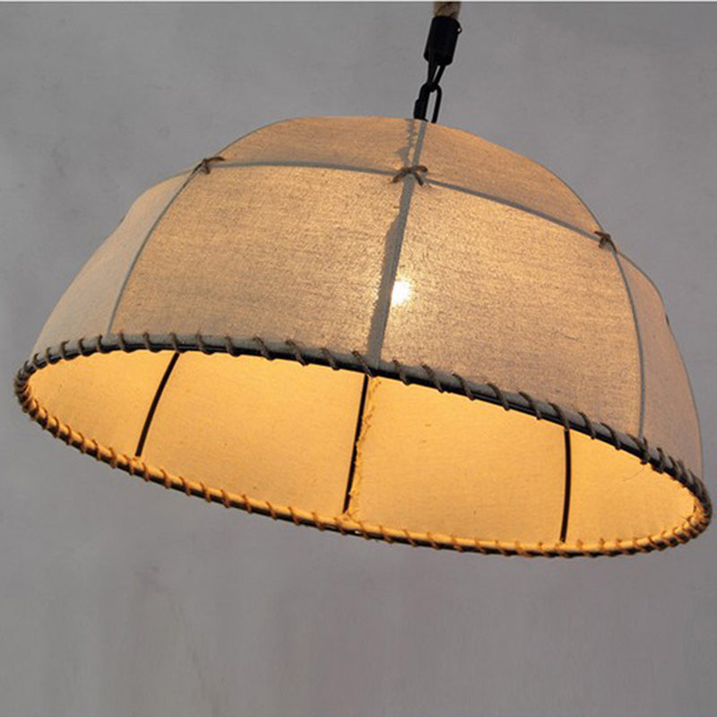 Traditional Rustic Fabric Semicircle Lampshade 1-light Pendant Light for Dining Room