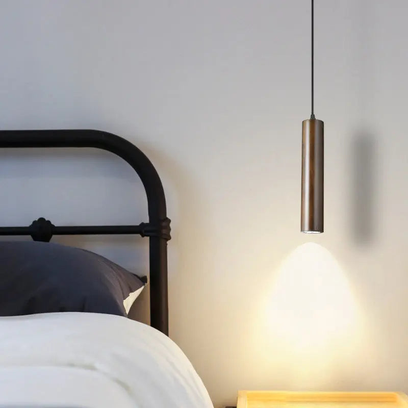 Modern Minimalist Wood Cylinder LED Pendant Light Lumendat