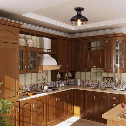 Contemporary Industrial Semicircle Iron 1-light Semi-flush Mount Ceiling Light for Living Room