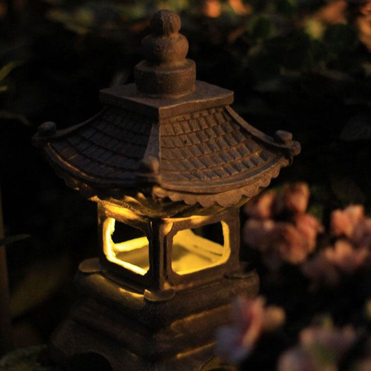 Japanese Zen Solar Waterproof Pagoda Stone LED Outdoor Garden Decoration Landscape Light Lumendat