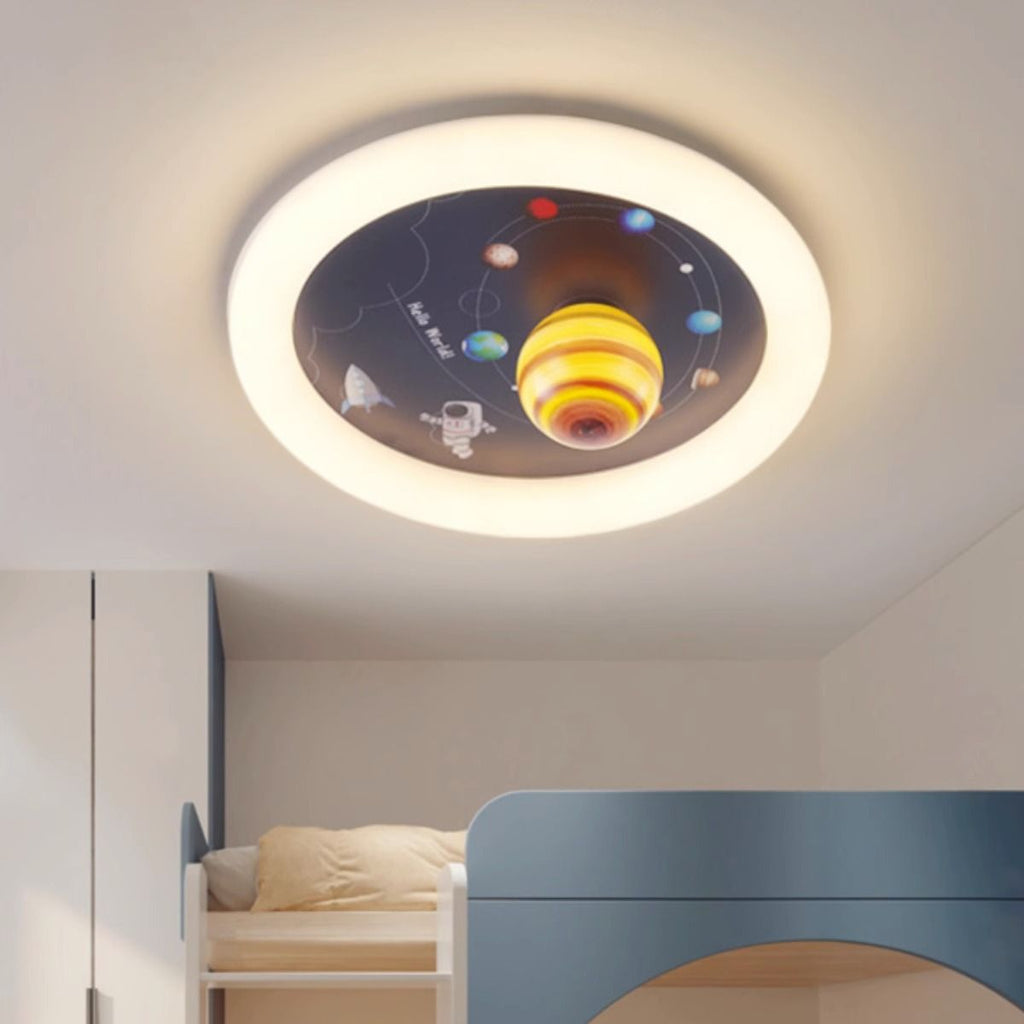 Lumendat Contemporary Nordic Hardware Round Planet Cartoon LED Flush Mount Ceiling Light For Bedroom Lumendat
