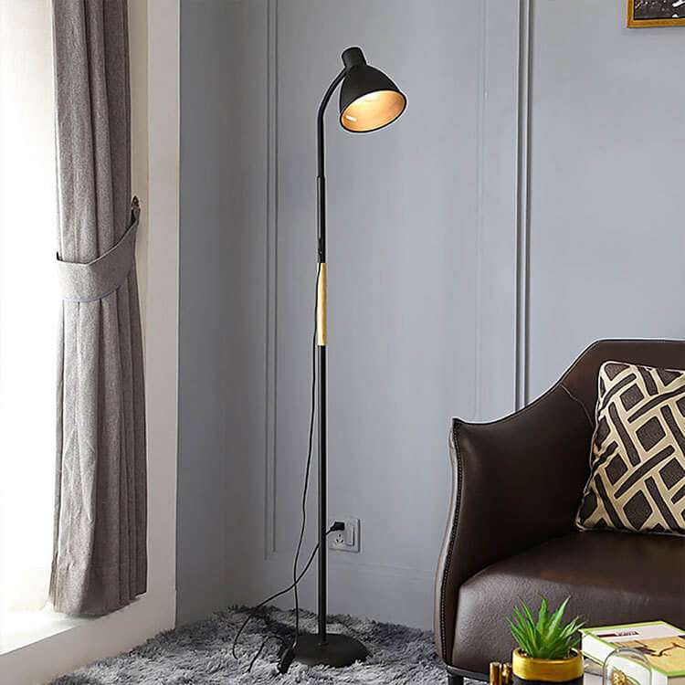Nordic Minimalist Iron Cone Long Pole 1-Light Standing Floor Lamp Lumendat