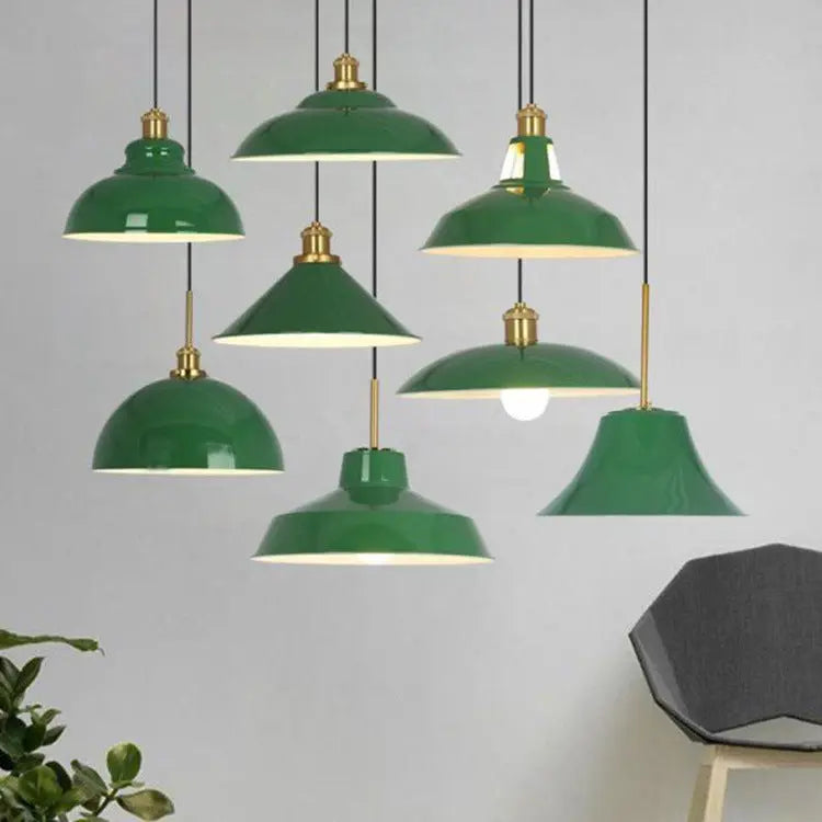 Industrial Vintage Green Iron Dome Cone 1-light Pendant Light modern luxury lighting fixture