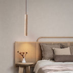 Japanese Wabi Sabi Yellow Travertine Cylinder 1-light Pendant Light BulbSquare