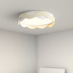 Contemporary Creative Cream Waves Round Acrylic Iron LED Flush Mount Ceiling Light for Living Room