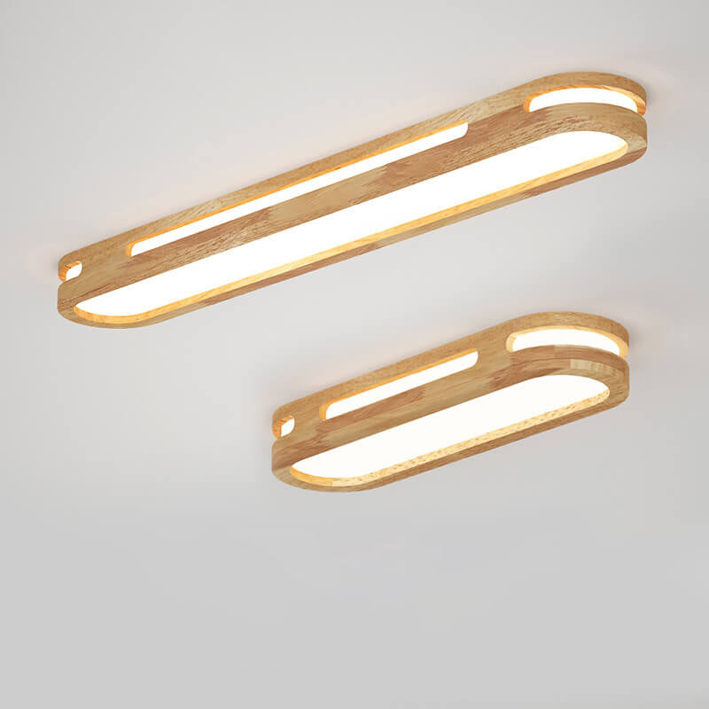 Nordic Minimalist Solid Wood Acrylic Ring LED Flush Mount Ceiling Light BulbSquare