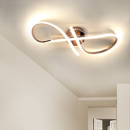 Modern Minimalist Spiral Twisted Aluminum Silicone LED Semi-flush Mount Ceiling Light for Bedroom