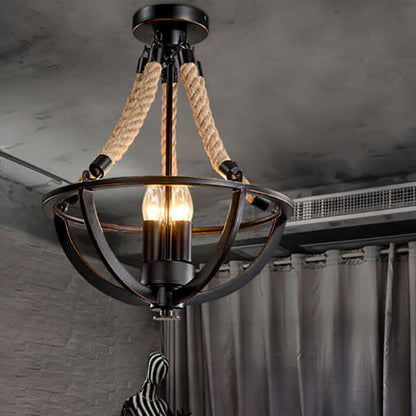 Vintage Industrial Iron Twine 3-light Island Light Chandelier