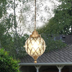 European Vintage Round Ball Die-cast Aluminum Glass Waterproof Outdoor 1-light Pendant Light BulbSquare