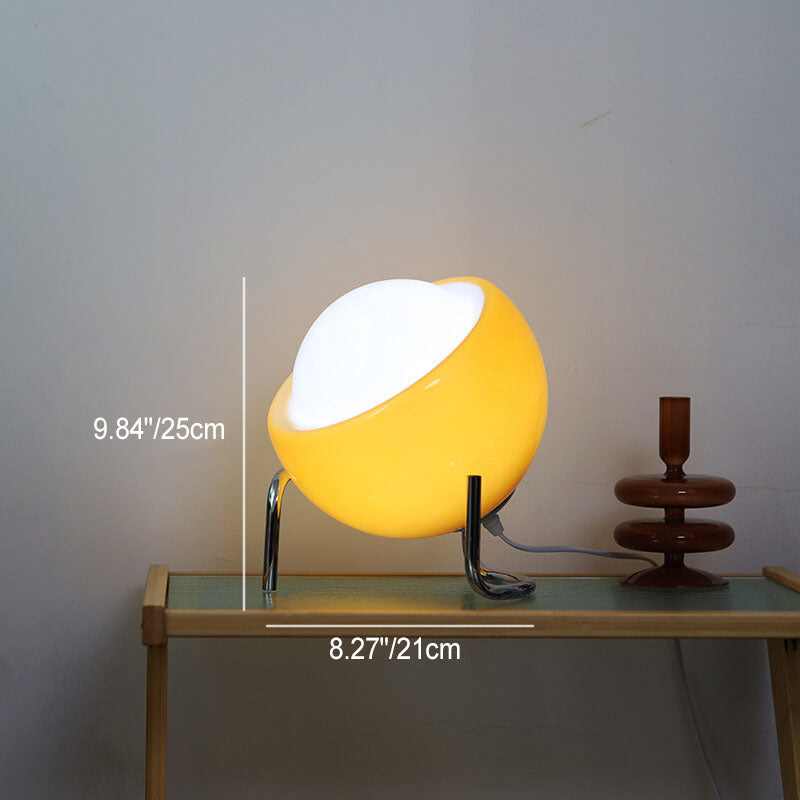 Contemporary Nordic Planet Orange Glass Iron 1-Light Table Lamp For Bedroom Lumendat