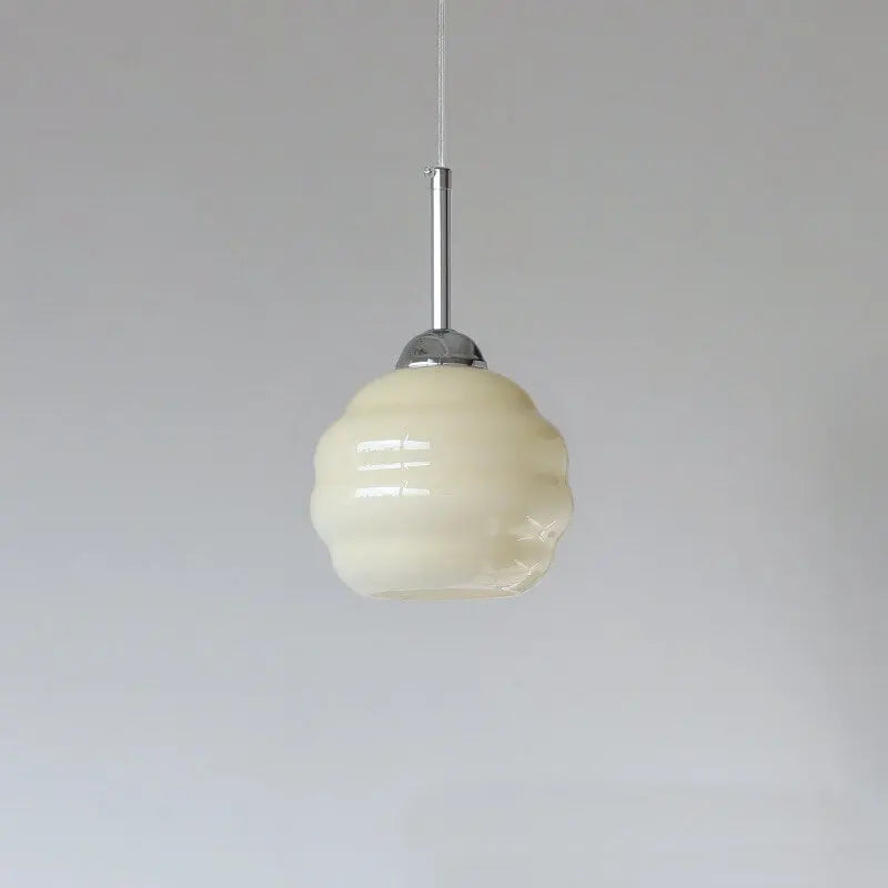 Vintage French Glass Round Tart 1-light Pendant Light Lumendat