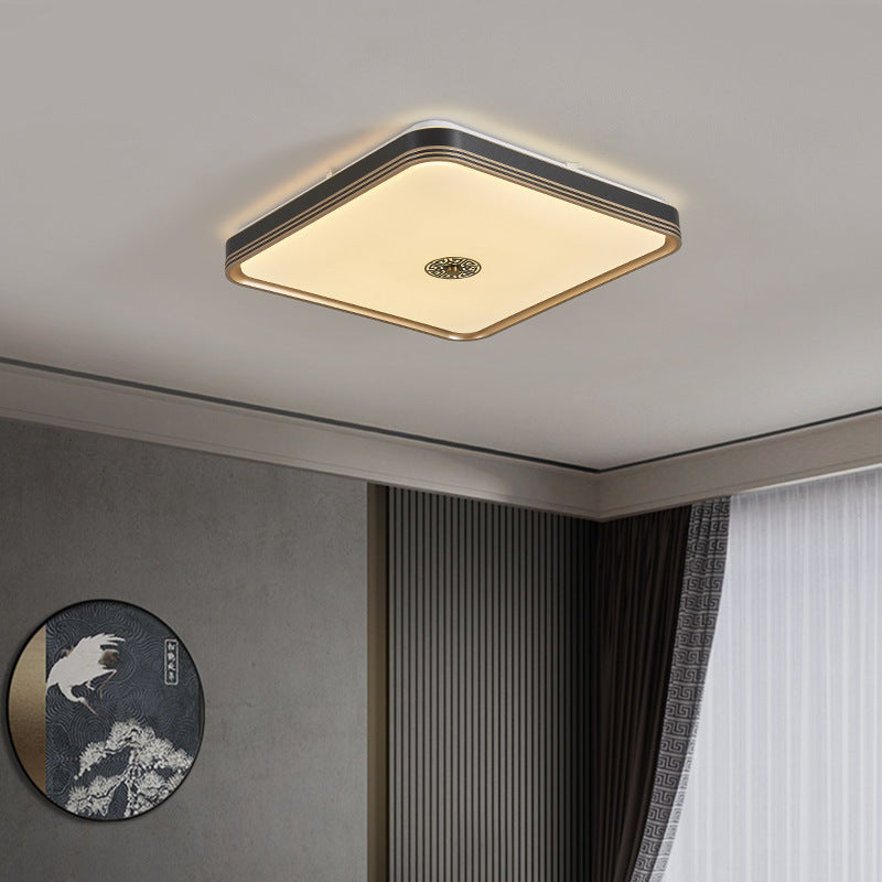 Traditional Chinese Square Geometric Acrylic LED Flush Mount Ceiling Light for Living Room