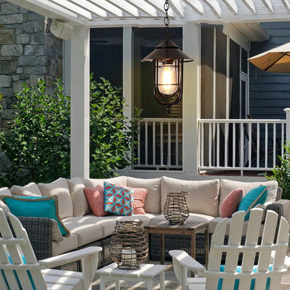 Industrial Vintage Aluminum Cage Glass 1-light Outdoor Waterproof Pendant Light