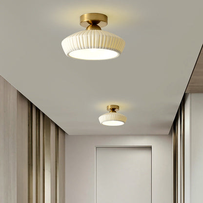 Modern Light Luxury Ceramic Disc 1-light Semi-flush Mount Lighting