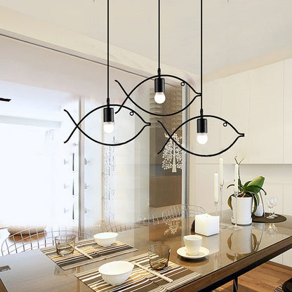 Contemporary Industrial Iron Fish 1-light Pendant Light for Dining Room