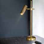 Modern Luxury Gold Brass Finish Frame Adjustable Cylinder Shade 1-Light Table Lamp For Home Office Lumendat