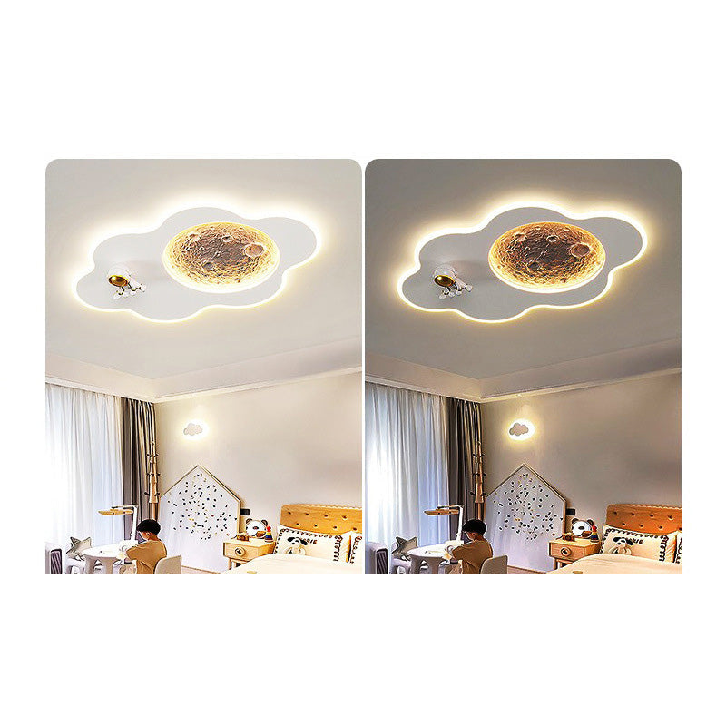 Lumendat Contemporary Creative Resin Moon Astronaut Acrylic Cloud Shape LED Kids Flush Mount Ceiling Light For Living Room Lumendat