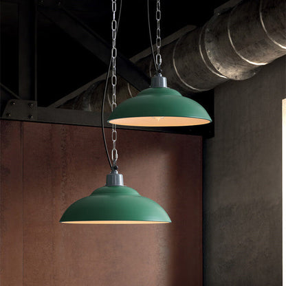 Retro Industrial Military Green Dome Iron 1-Light Pendant Light