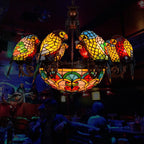 Traditional Tiffany Metal Glass Dome Parrot 11-light Chandeliers for Living Room BulbSquare